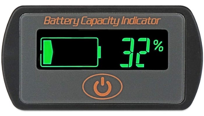 Indicator display illuminated show battery capacity at 32%