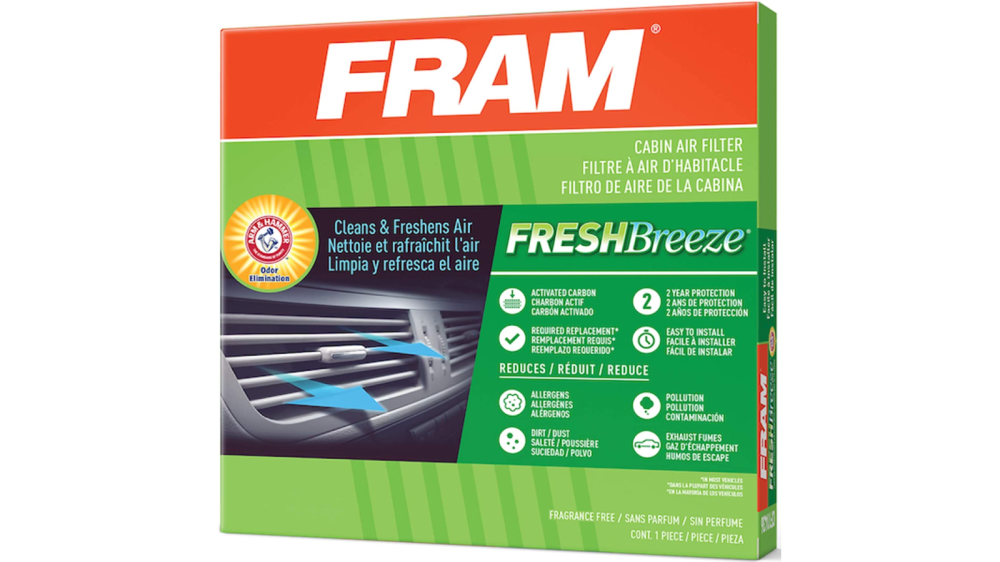 Image of front of FRAM car air filter package