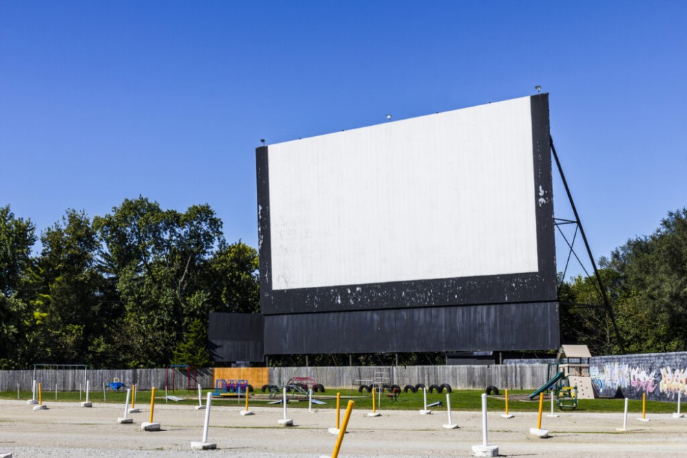 Drive-In Movie Theater with Outdoor Screen and Playground