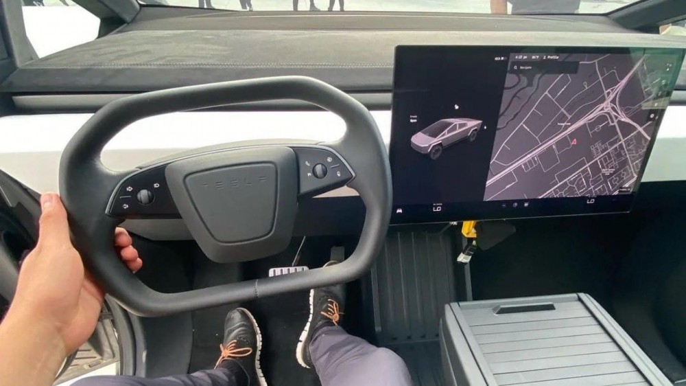 Interior view of the Tesla Cybertruck.