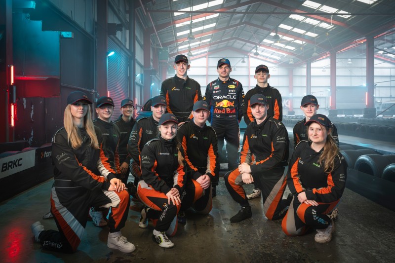 Max Verstappen with young racers