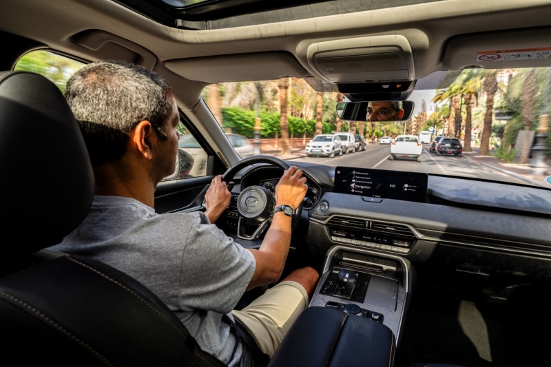 Gareth Herincx driving a Mazda CX-60 in Marrakesh